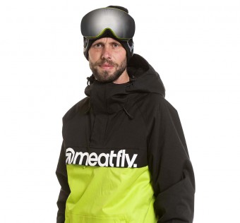 Pánská SNB & SKI bunda Meatfly Slinger Premium, Black/Lime