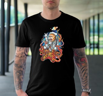 Tričko Kapybara wear – Happy Cosmonaut (black)