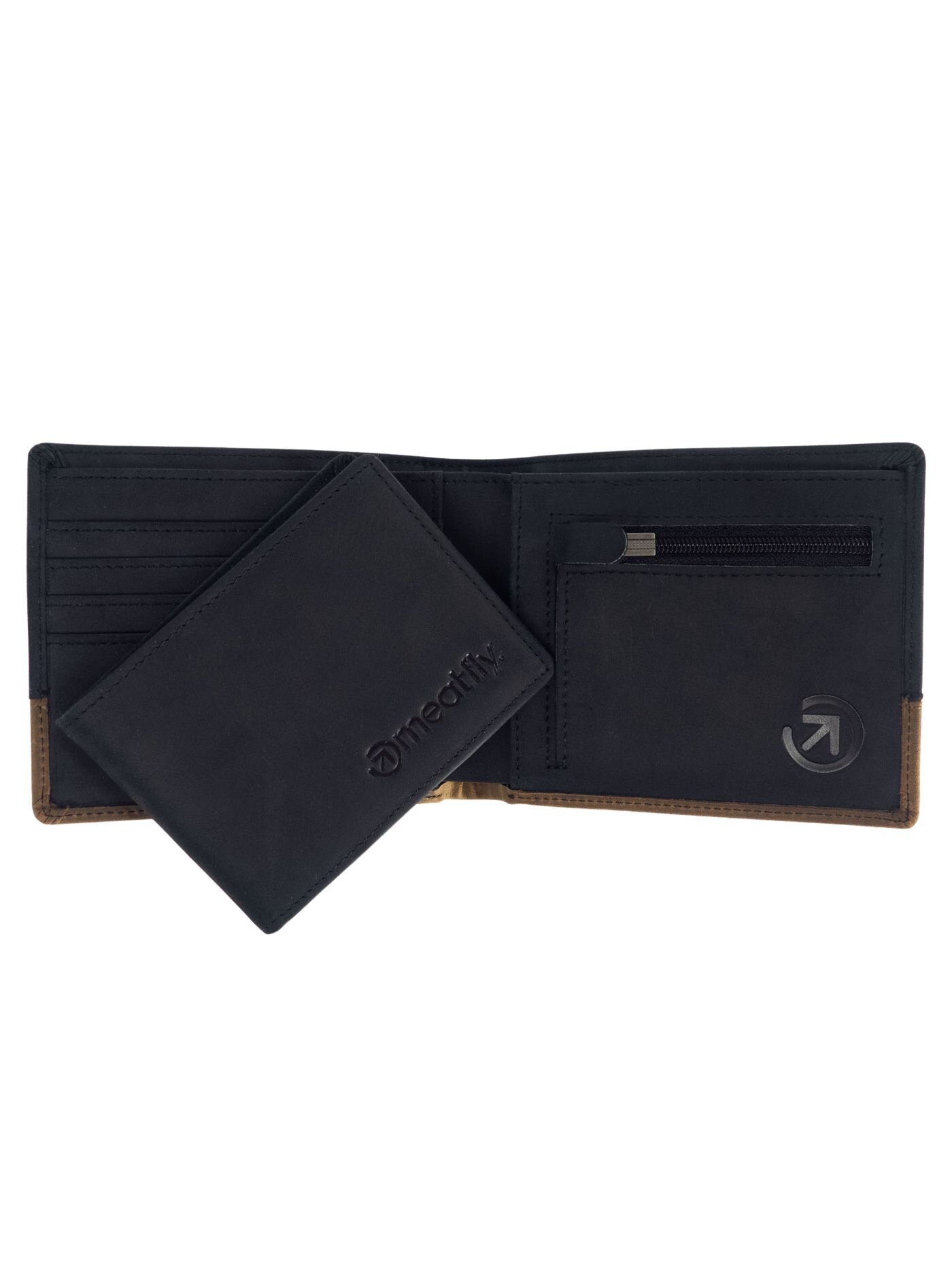 Kožená peněženka Meatfly Eddie Premium, Black/Oak - Obrázek 4