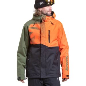 Pánská SNB & SKI bunda Meatfly Shader, Orange / Bronze Green