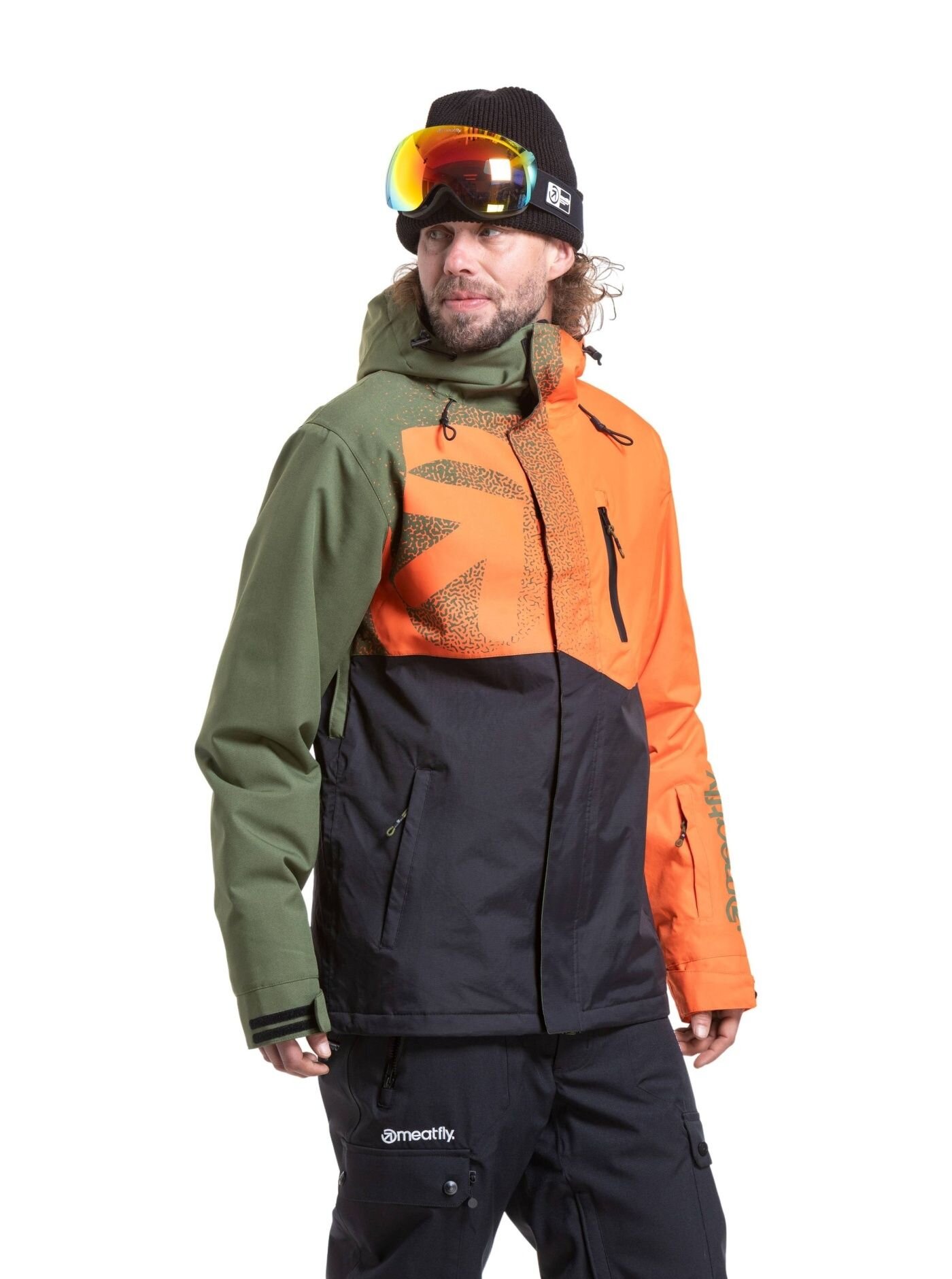 Pánská SNB & SKI bunda Meatfly Shader, Orange / Bronze Green - Obrázek 3
