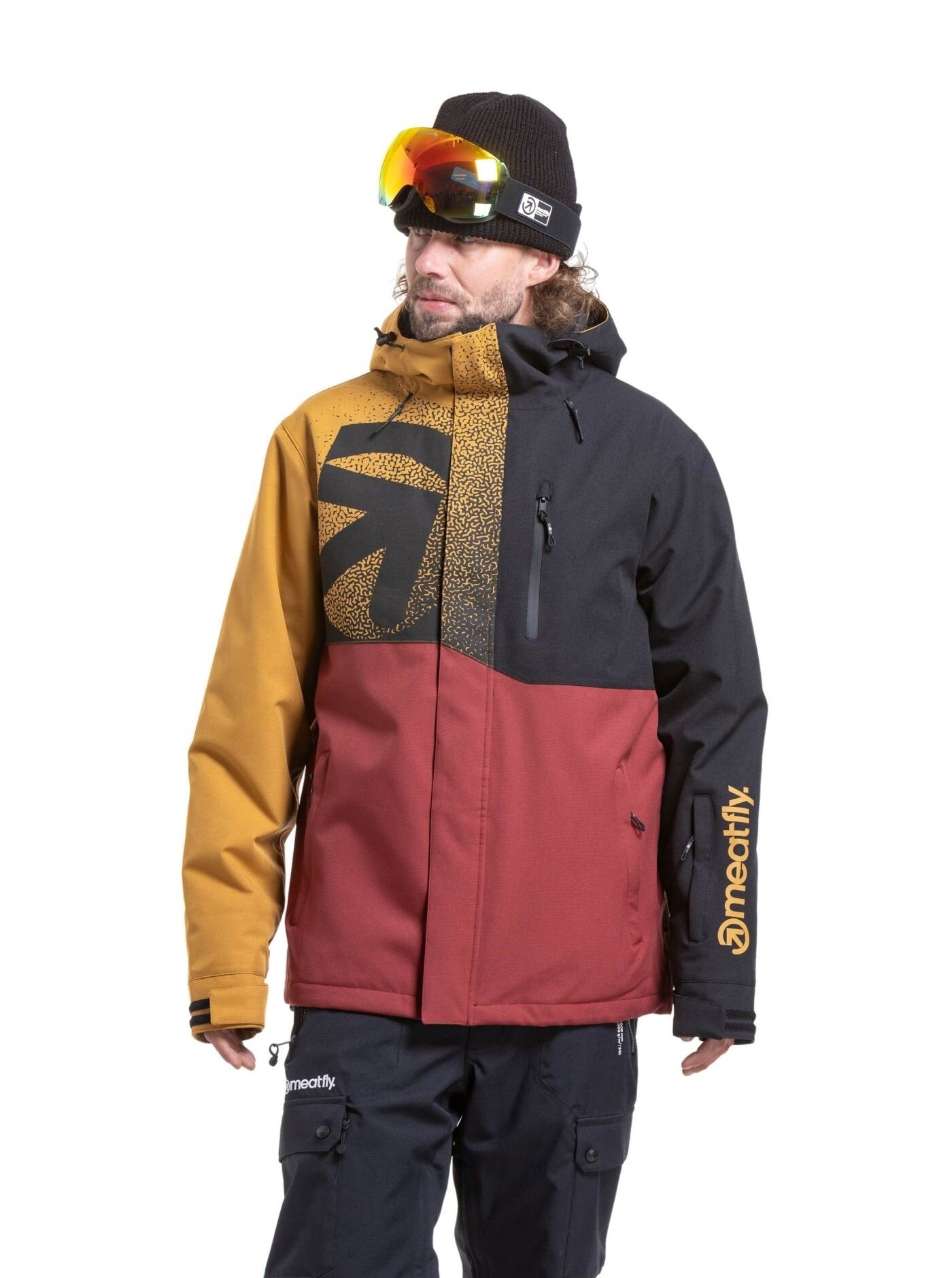 Pánská SNB & SKI bunda Meatfly Shader, Wood / Merlot