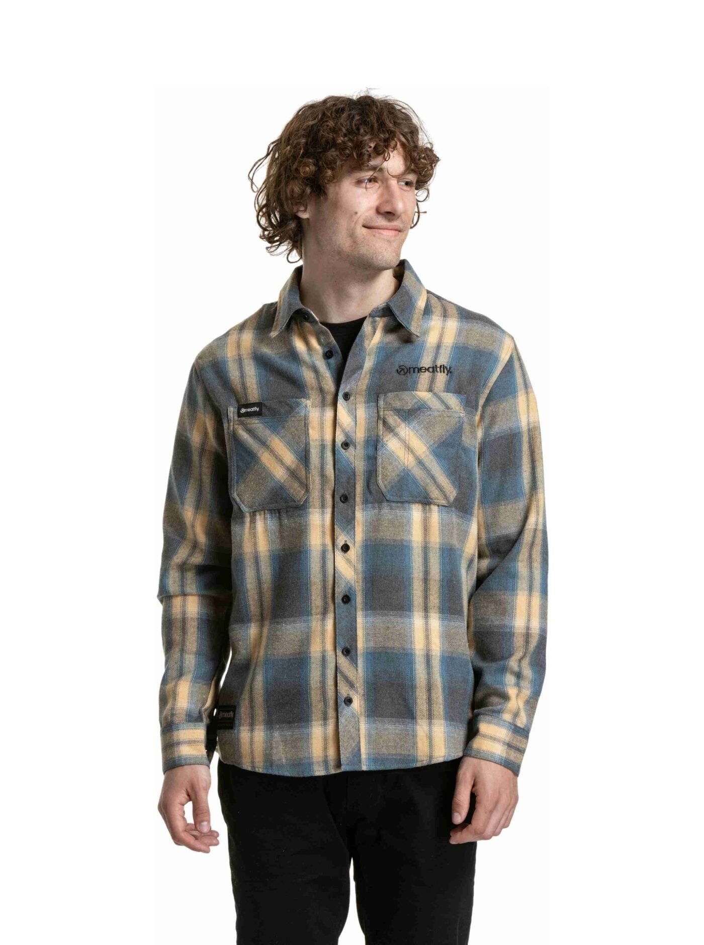 Pánská košile Meatfly Kurt, Cream / Blue