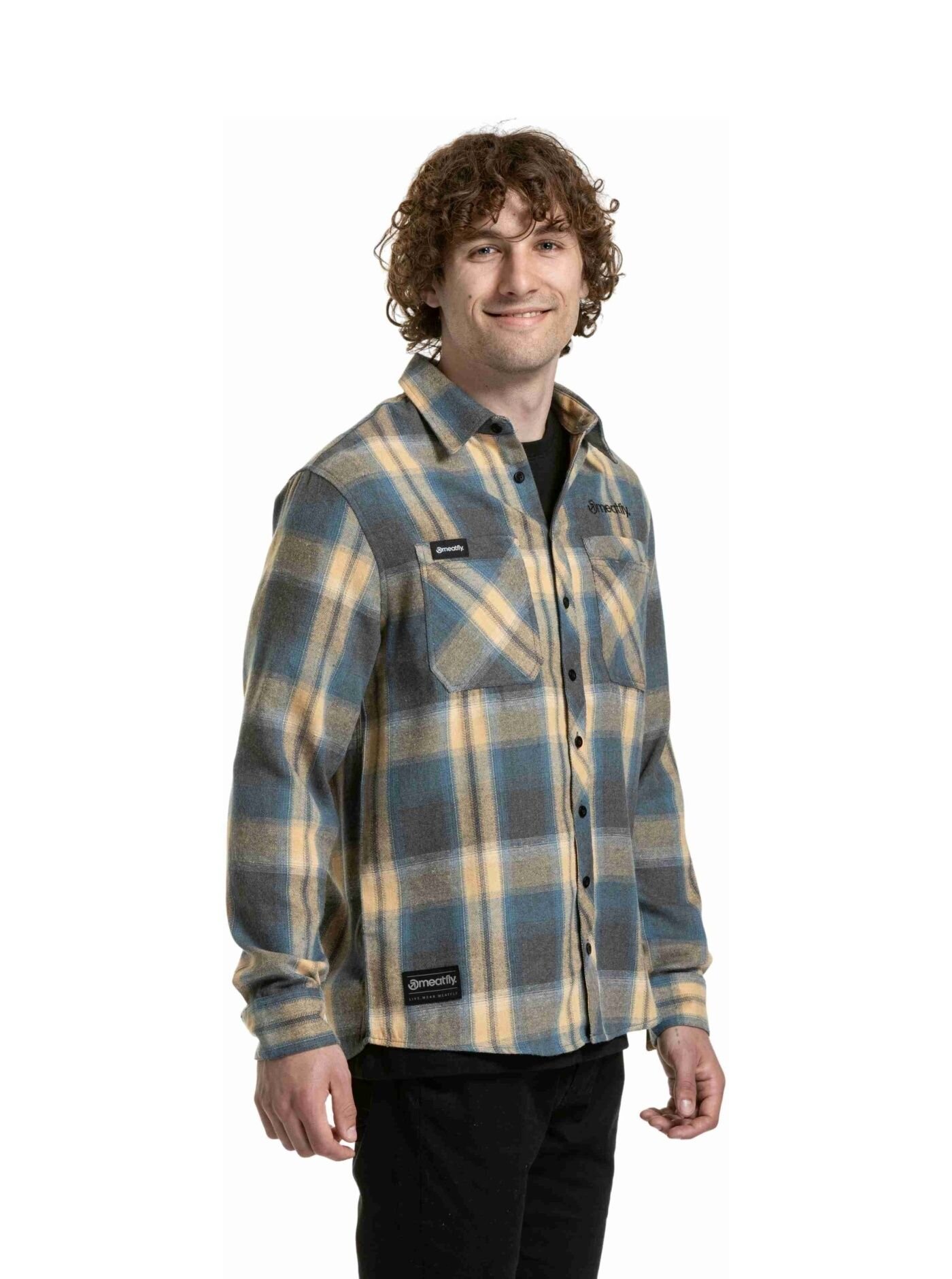 Pánská košile Meatfly Kurt, Cream / Blue - Obrázek 3