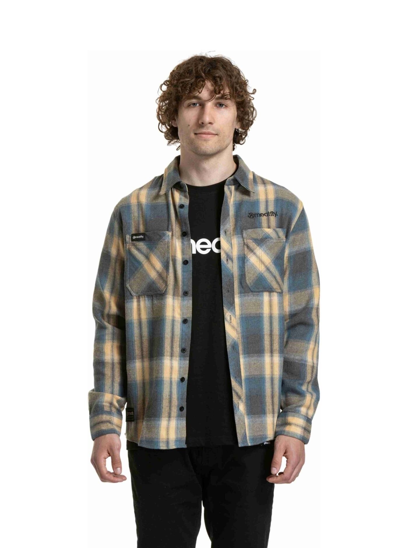 Pánská košile Meatfly Kurt, Cream / Blue - Obrázek 4