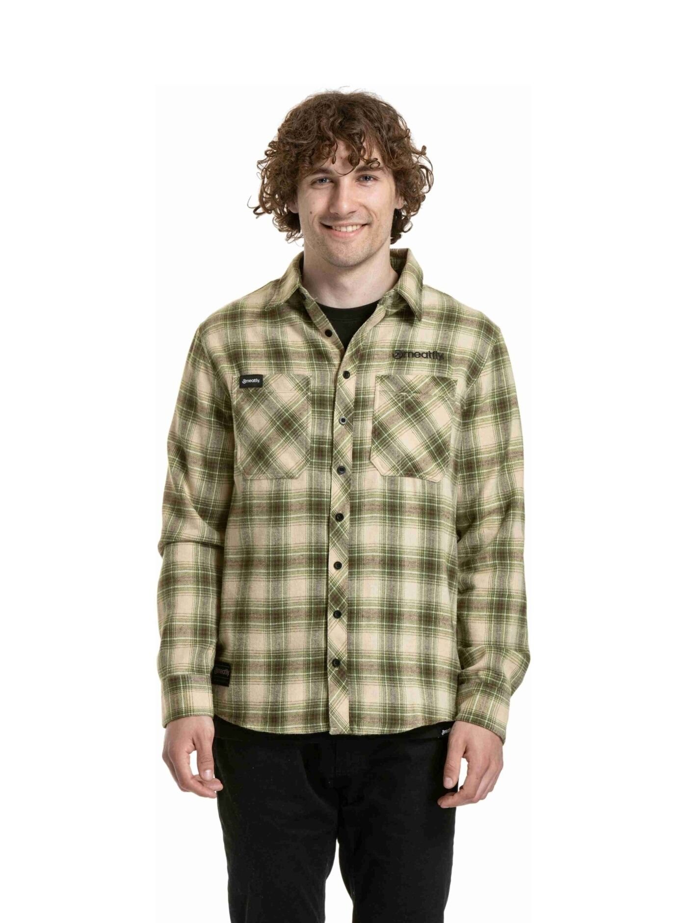 Pánská košile Meatfly Kurt, Green / Beige
