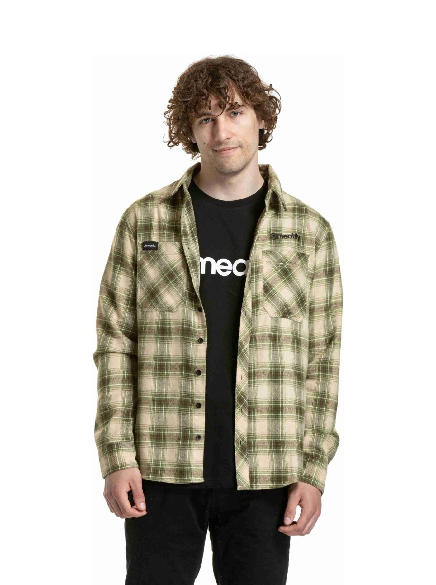 Pánská košile Meatfly Kurt, Green / Beige - Obrázek 4